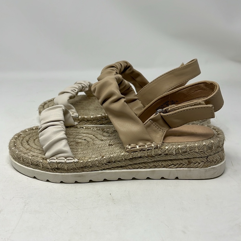 AMERICAN EAGLE ESPADRILLE WEDGE SANDAL VELCRO SLING BACK SOFT VEGAN LEATHER SZ 7 - Picture 4 of 14